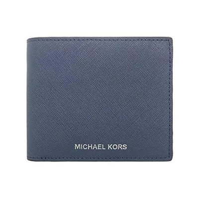 【MICHAEL KORS】MK 男款防刮皮革零錢袋短夾（海軍藍色）