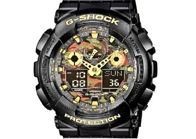 [專業] 石英錶 [CASIO GA-100CF] 卡西歐G-SHOCK 迷彩戰機座艙錶-[迷彩面+液晶]計設/軍錶