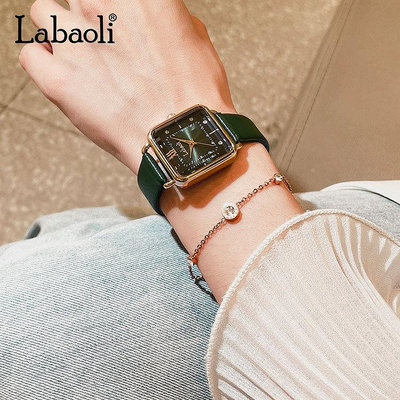 手錶 機械錶 石英錶 男錶 Labaoli抖音快手網紅直播熱銷爆款時尚復古方形手錶學生皮帶手錶