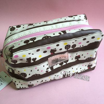 [Kitty 旅遊趣] Hello Kitty 化妝包 大筆袋 化妝袋 凱蒂貓 收納包 萬用包 立體好拿取 電源線包