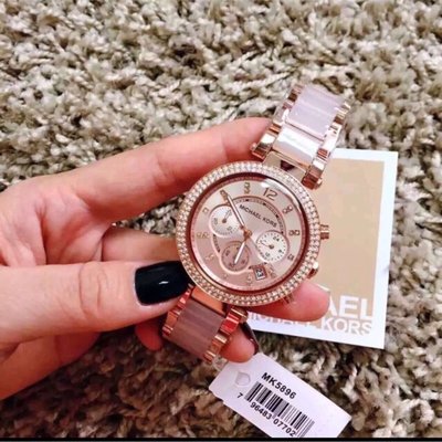 熱銷特惠 MICHAEL KORS 鑲鑽粉紅-石英計時女錶 mk5896明星同款 大牌手錶 經典爆款