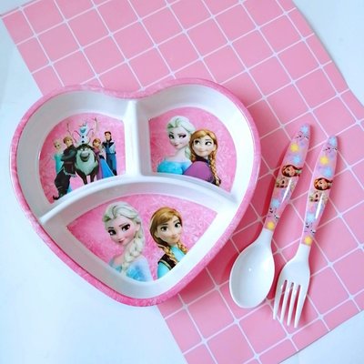 愛心形狀盤子冰雪奇緣心形餐盤粉卡通艾莎餐具果盤*特價優惠