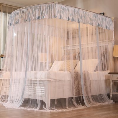 嗨購1-可伸縮款U型蚊帳1.8m床家用1.5米公主風臥室紋賬u形2簡約加密加厚