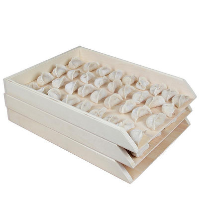 家用木質水餃子收納盒冷凍保鮮多層速凍長方形木制混沌托盤可商用