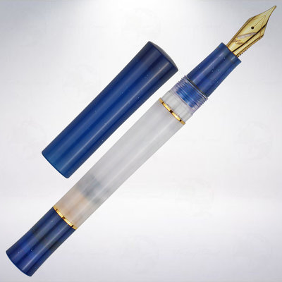 台灣 尚羽堂 權杖系列 真空上墨鋼筆: 閃耀藍/大理石花紋筆身