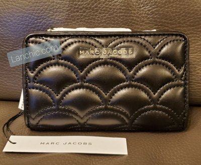 【折扣現貨】正品Marc Jacobs Matelasse wallet 黑色羊皮革 扣式皮夾 中夾 短夾 零錢夾