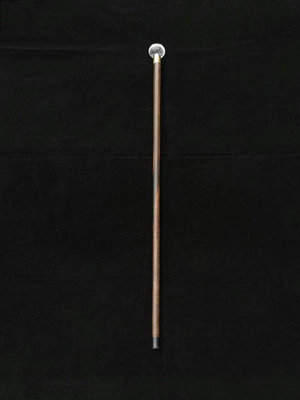 70年代歐洲玻璃鑲硬木手杖 尺寸：長89cm 把手長