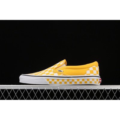 【正品】VANS Classic Slip On 白黃棋盤格 情侶運動鞋帆布鞋 板鞋 一腳蹬 VN0A38F7VLY 男女鞋