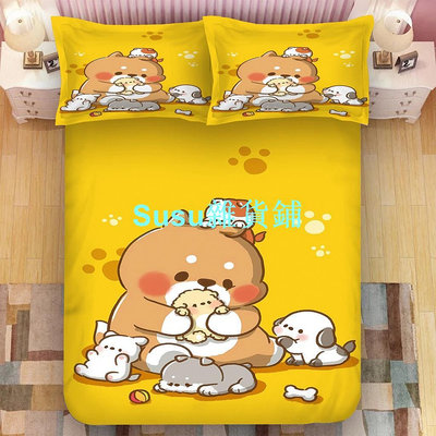 柴犬shiba 床包組 單人 雙人 兒童卡通床包 枕頭套 可訂製 不含被套