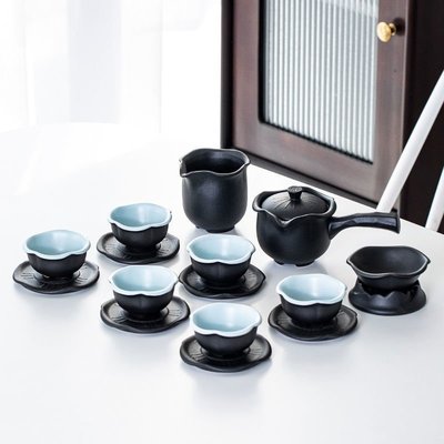 現貨黑陶天工茶具套裝陶瓷功夫茶具套裝家用手工茶杯中式高檔禮盒-簡約