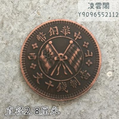 大清銅板銅幣中華銅幣山西雙旗當制錢十文背一枚直徑2.9厘米凌雲閣錢幣