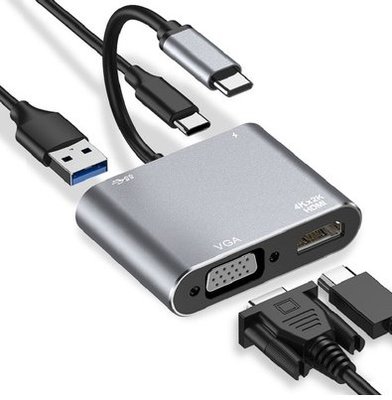 Type-c 轉 HDMI  VGA  USB3.0 Type-c  4 in 1  4K電腦投影機 轉換器手機連接電視