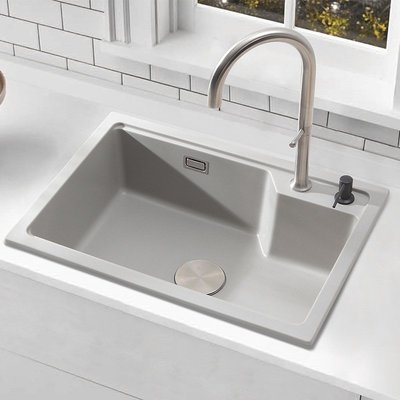 新款酷美廚衛 花崗巖石英石水槽6848黑色白色廚房水槽洗碗槽 直供 促銷