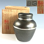 【松果坊】 日本煎茶道具『清課堂』造老錫器錫茶入錫茶葉罐錫茶倉