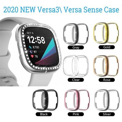 【現貨】Fitbit Versa 3智慧手錶保護殼 Fitbit Sense保護套 手錶殼 單排鑲鑽 鏤空保護殼