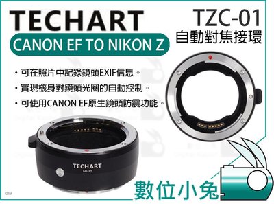數位小兔【TECHART TZC-01 CANON EF NIKON Z 轉接環】天工 Z6 Z7 Z50 自動對焦接環