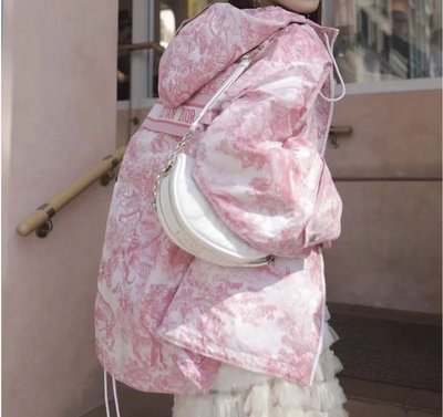 【妖妖代購】Dior 新款粉色印花拉鍊連帽外套