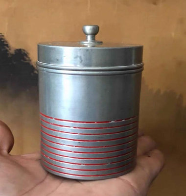 昭和時期上老錫茶葉罐在銘