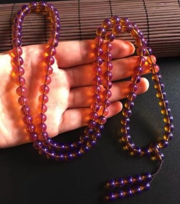 紫珀念珠108顆 8咪 佛珠 念珠 手串 手鍊 收藏 琥珀