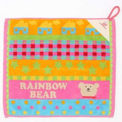 《現貨》Coco馬日本代購~ 日本製 彩虹熊 RAINBOW BEAR 毛巾 擦手巾 手帕 方巾 可寫名字