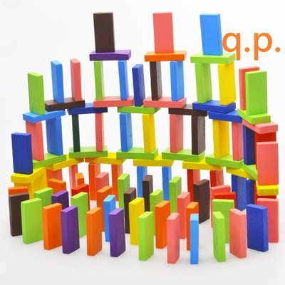 現貨 木片 木製 骨牌 創意 100片 疊疊樂 繽紛彩色積木 原木 機關 教育 小孩兒童 嬰幼童 木質玩具 益智拼板遊戲