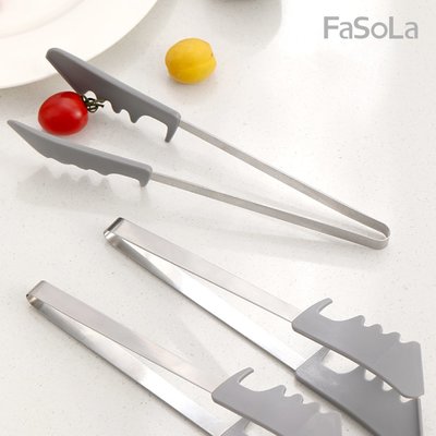 FaSoLa 多用途加長柄食物料理夾 公司貨 波浪鋸齒夾頭 結構堅固 燒烤夾 烘焙夾 沙拉夾 料理夾 戶外野餐