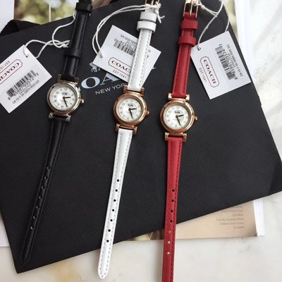 DanDan代購 美國正品 COACH 2017新款女錶 皮錶帶手錶 簡約石英錶 日常防水功能 腕錶 附購買憑證