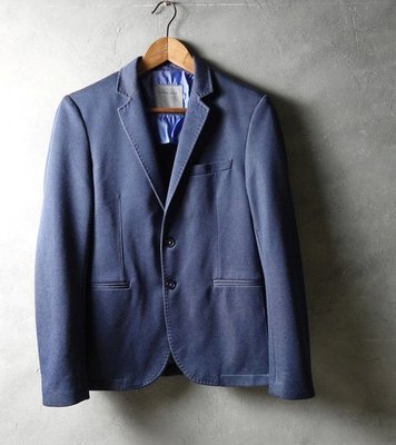 西班牙品牌 ZARA MAN 深藍 合身版 休閒西裝外套 EUR 46號