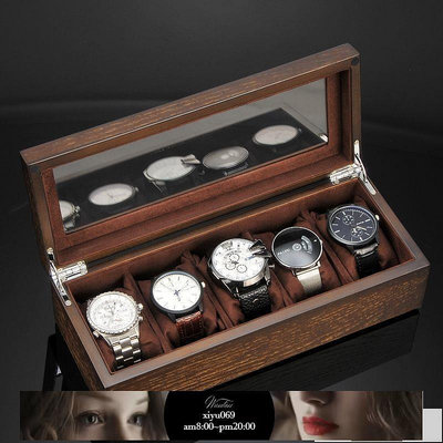 現貨：手錶收納盒 手表盒子復古手表盒收納盒簡約木質家用五表位便攜式機械表盒