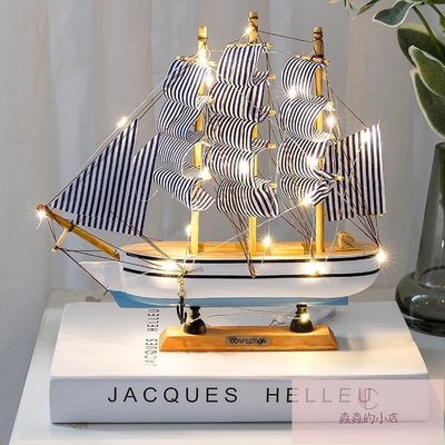 Yono Home Furnishings  木質一帆風順帆船模型  辦公室客廳工藝品  地中海風格 oyZG-蟲蟲的小店