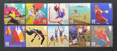 郵票英國郵票2011倫敦12年奧運會第七組體育項目10全新外國郵票