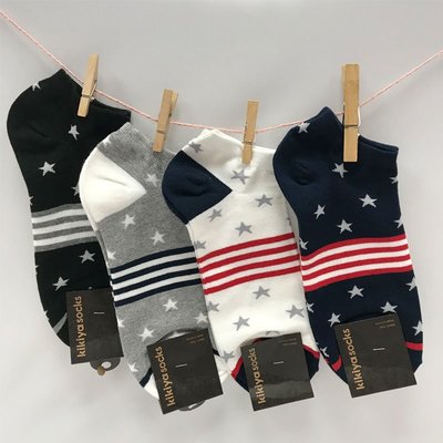 男襪 ~美國風星星裸襪 船型襪 短襪 韓國襪子