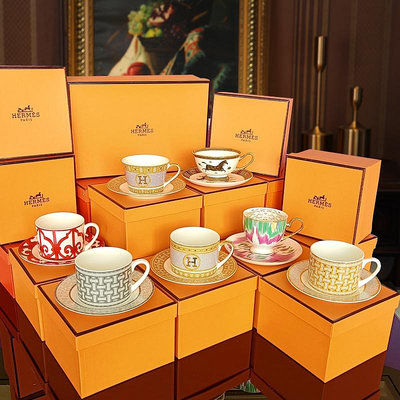 愛馬仕歐式高端骨瓷家用咖啡杯碟西餐廳茶杯子售樓部樣板房禮盒裝