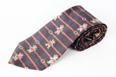 【古物箱~霹靂膠囊】CUDDLY BROWN 日本製造 100% 絹 小熊 頂級領帶 (老品 二手 古著)