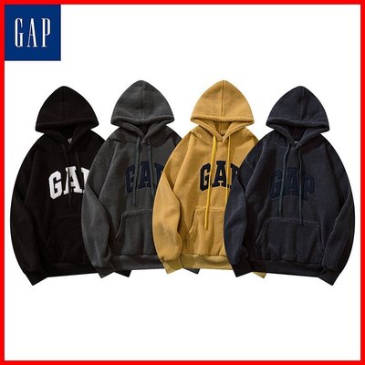 熱銷 ???四色 GAP 羊羔絨刺繡LOGO 刷毛 oversize 情侶款 連帽衛衣 寬鬆男女同款加絨外套 帽衫 百搭