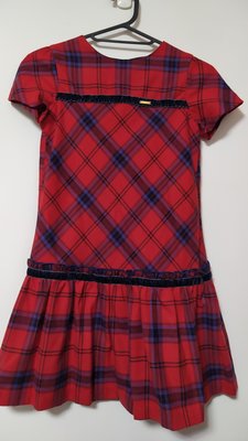 百貨專櫃 安妮公主Anny Princess 經典紅色藍格紋毛料洋裝 140公分~E526