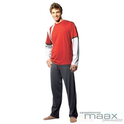 【西班牙MAAX】(9653)男性時尚休閒居家服睡衣套 (紅 L)