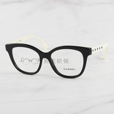 Chanel 香奈兒 光學眼鏡 黑框 雙C 白色菱格紋鏡腳  CH3442 1656