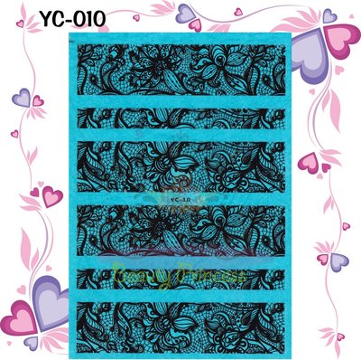 🌟美公主城堡🌟美甲貼紙 網狀蕾絲 YC 10 黑白系列 超薄3D指甲彩繪貼紙 凝膠 水晶 指甲油 貼飾