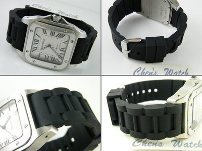 錶帶屋 『替代方案』22mm 24mm卡地亞 Cartier 山度士 Santos 100 矽膠錶帶 現貨商品
