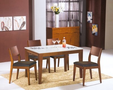 可莉雅 柚木色石面4尺餐桌✧棠云藝廊✧HY