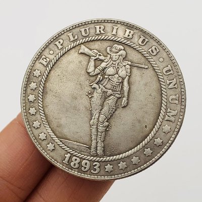 特價！1893流浪幣狙擊手女神黃銅舊銀紀念幣 把玩魔術銅銀硬幣紀念幣