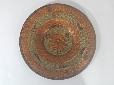 [銀九藝] 早期銅器 銅雕 巴基斯坦 手工雕 紫銅銅盤 紀念盤
