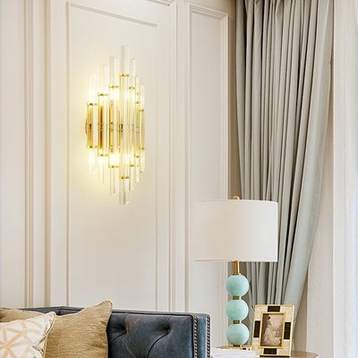 水晶壁燈輕奢壁燈后現代創意臥室床頭燈具北歐簡約客廳樓梯背景墻~規格不同，價格不同