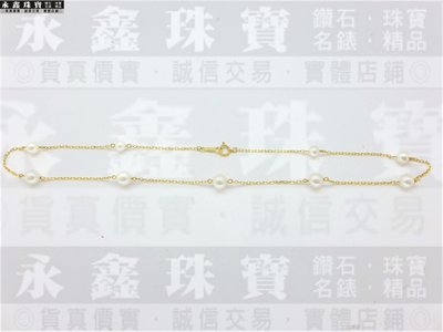 天然珍珠短版項鍊 共9顆珍珠 黃18K金 n0573-04