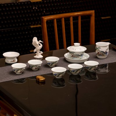 景德鎮創意千里江山整套功夫茶具套裝家用古風辦公室泡茶壺喝茶杯