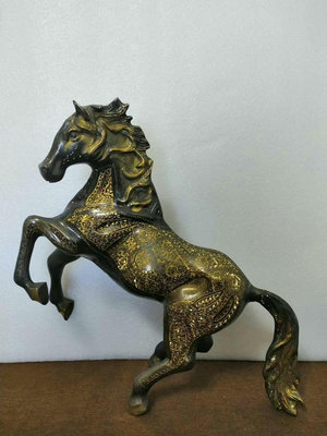 南亞巴基斯坦銅器藝術手工刻花銅雕馬到成功奔馬騰馬銅雕大馬 高