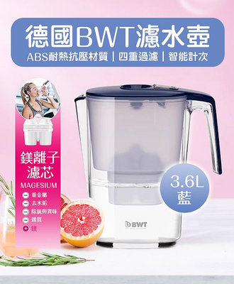 【台北現貨】BWT 濾水壺 淨水壺 附鎂離子 濾芯 濾心 3.6L 藍