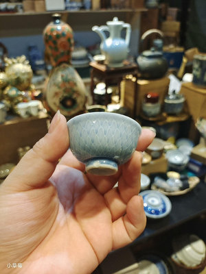 新 日本回流瓷器，民國時期日本小瓷杯甜白釉菱花紋填