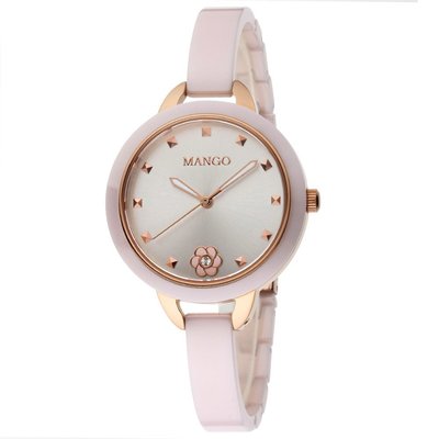 MANGO  陶瓷時尚腕錶 女錶 粉x玫瑰金 山茶花陶瓷錶  粉紅色 MA6689L-10